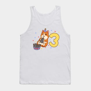 I am 3 with hamster - kids birthday 3 years old Tank Top